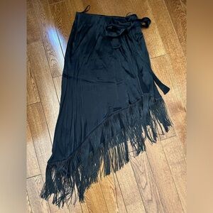 Asymmetrical fringe skirt